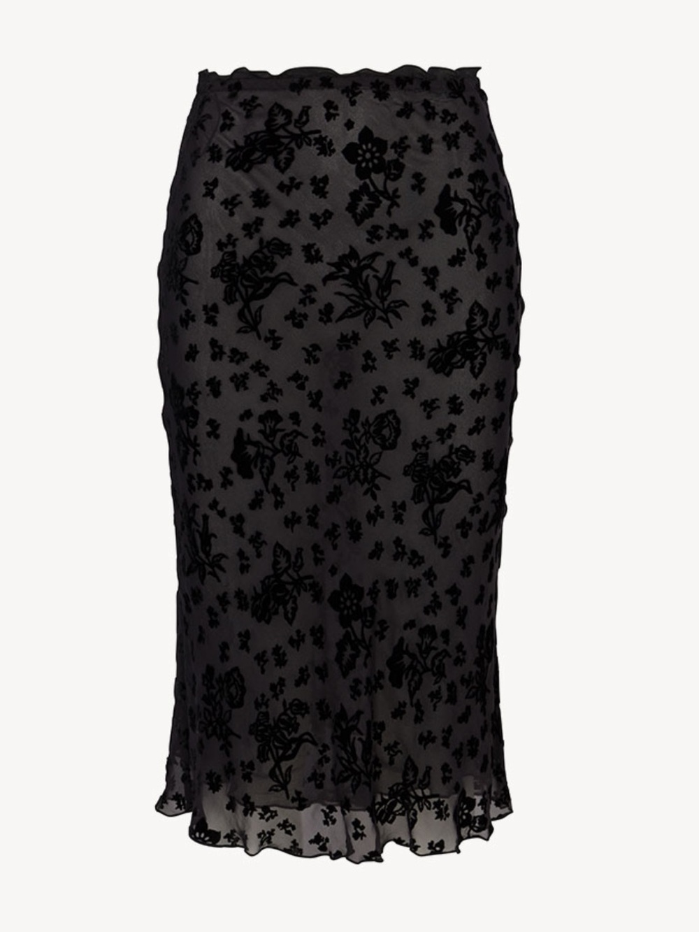 NWT Realisation Par Bea Silk Velvet Bias Midi Skirt Black